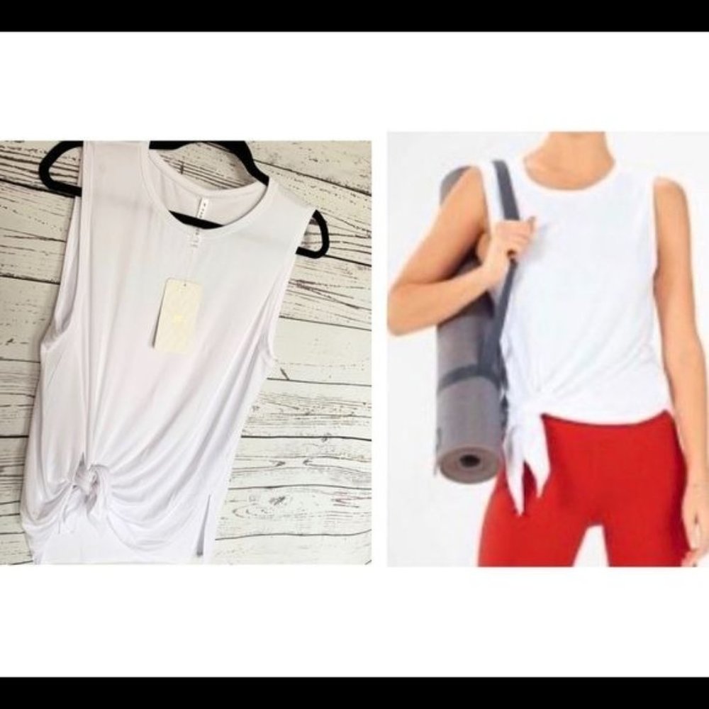 Fabletics Alia Tied Tank Top Medium White NWT